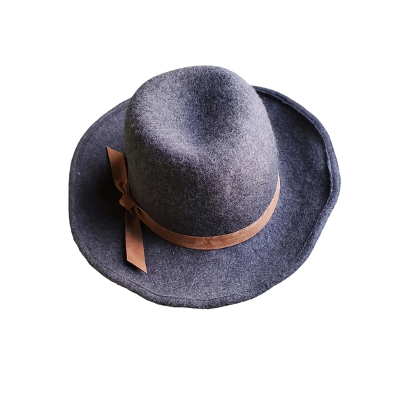 Athleta Gray Felted Wool Cowgirl Hat NWT Boho Gorpcore Western Fringe Minimalist - Picture 9 of 11